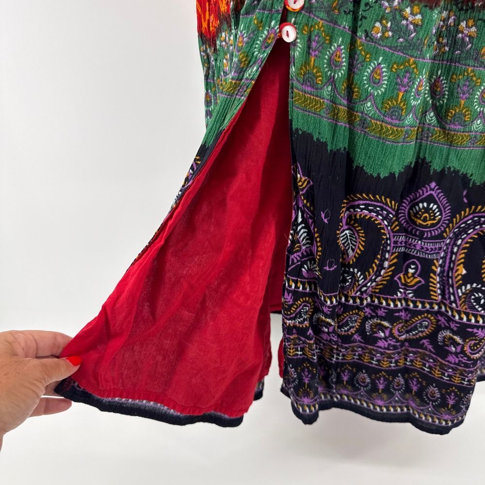 Urban Outfitters Paisley Floral Mix Maxi Dress Button Front Tiered Boho Small S‎ - Picture 5 of 11